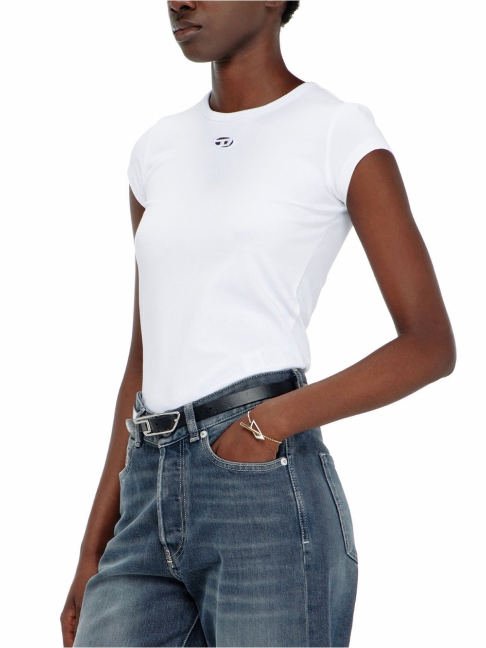 NWT DIESEL T Shirt Angie Out Large White $85 Retail
